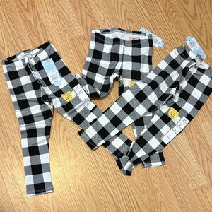 Kids Black & White Buffalo Check Pajama Pants 3 pack